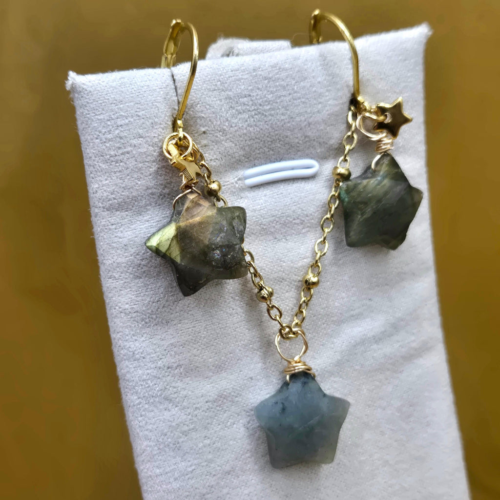 Natural Labradorite Star Jewelry Set, 18K Gold Plated, Tarnish Resistant, Waterproof