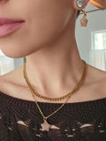 Peach Moonstone Star Jewelry Set, 18K Gold Celestial Necklace and Earrings
