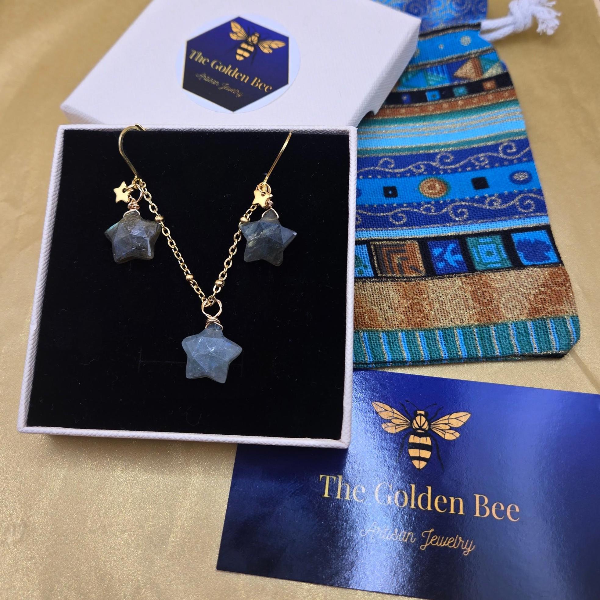 Natural Labradorite Star Jewelry Set, 18K Gold Plated, Tarnish Resistant, Waterproof