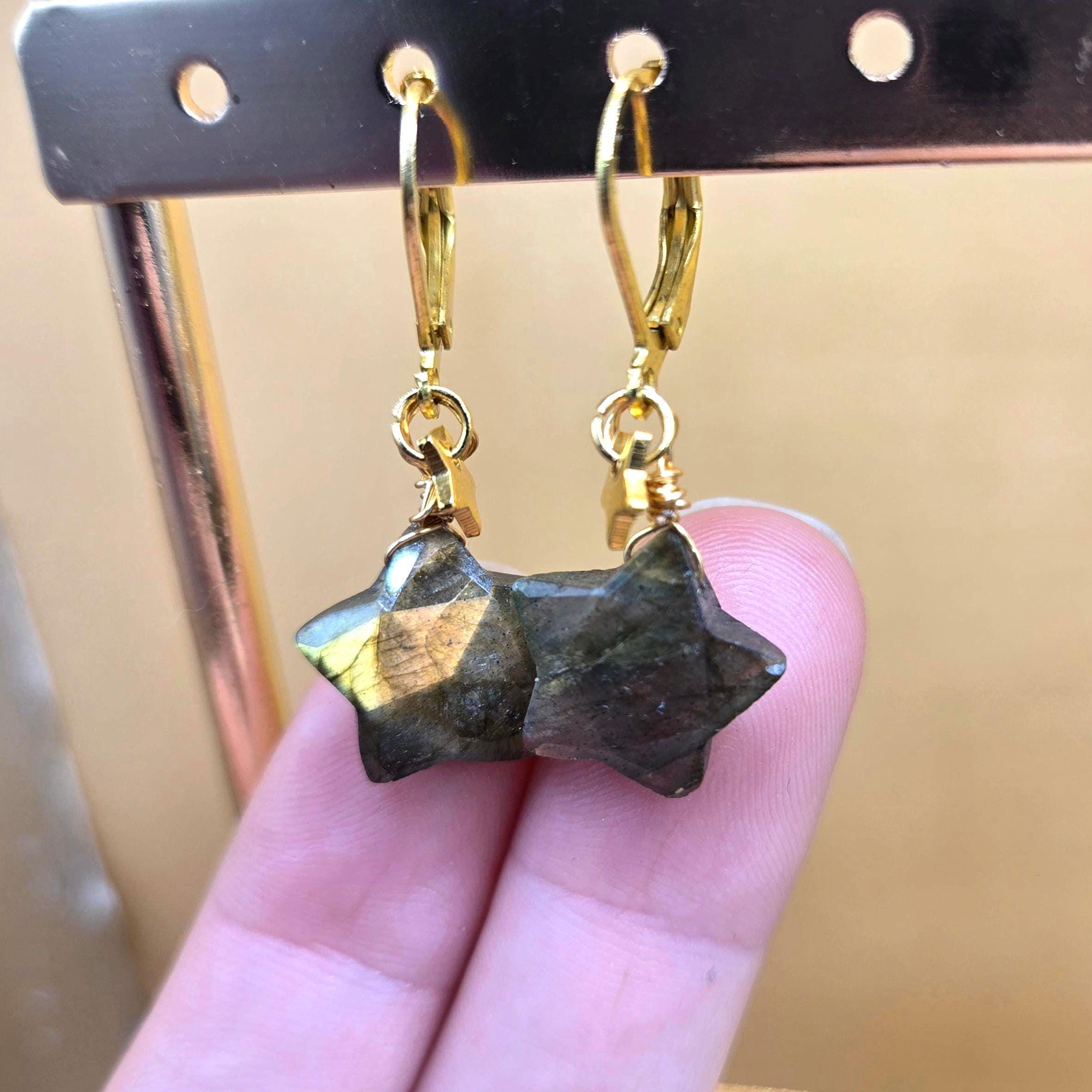 Natural Labradorite Star Jewelry Set, 18K Gold Plated, Tarnish Resistant, Waterproof