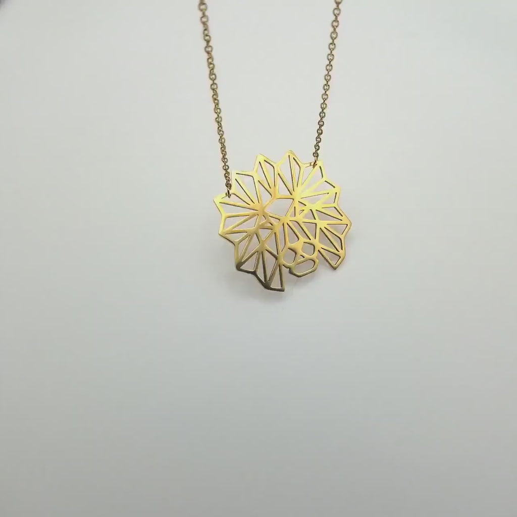 Gold Lion Necklace: Geometric Stainless Steel Jewelry Lion of Judah Pendant