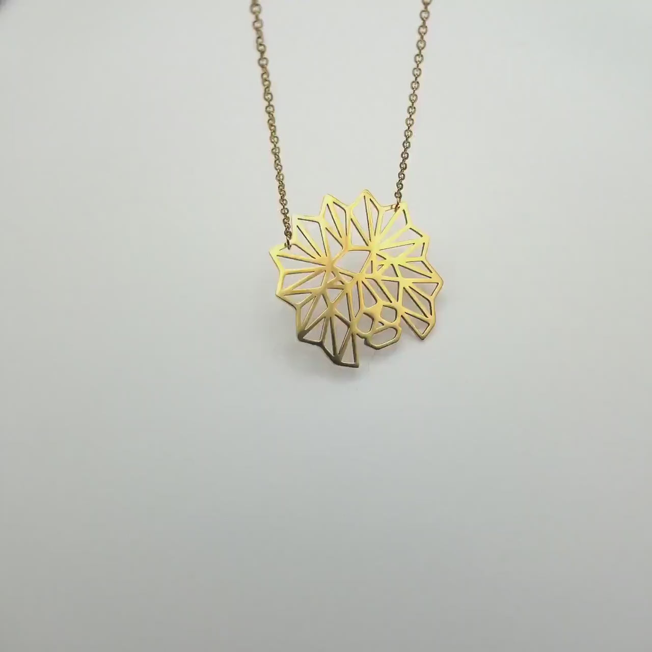 Gold Lion Necklace: Geometric Stainless Steel Jewelry Lion of Judah Pendant