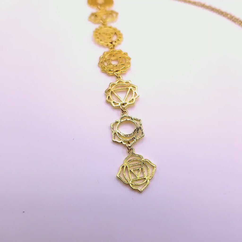18k Gold Plated Chakra Necklace | Handcrafted Artisan Pendant | Yoga & Meditation Jewelry