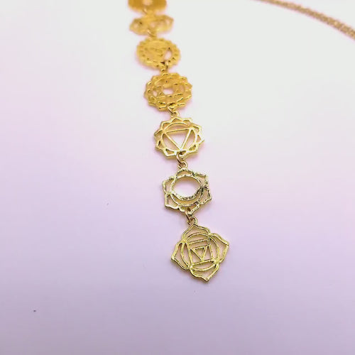 18k Gold Plated Chakra Necklace | Handcrafted Artisan Pendant | Yoga & Meditation Jewelry