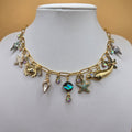 18k Beach Charm Necklace Gold Plated Stainless Steel Paperclip Chain Oceanic Necklace Mermaid Jewelry Abalone Shell and Summer Charms : One of a Kind